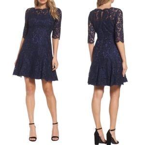 NEW Eliza J Fit and Flare Lace Tulip Dress